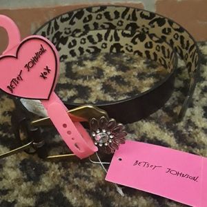 Betsey Johnson Black Rhinestone Leopard Belt Small NEW Leopard Brass Buckle HOT